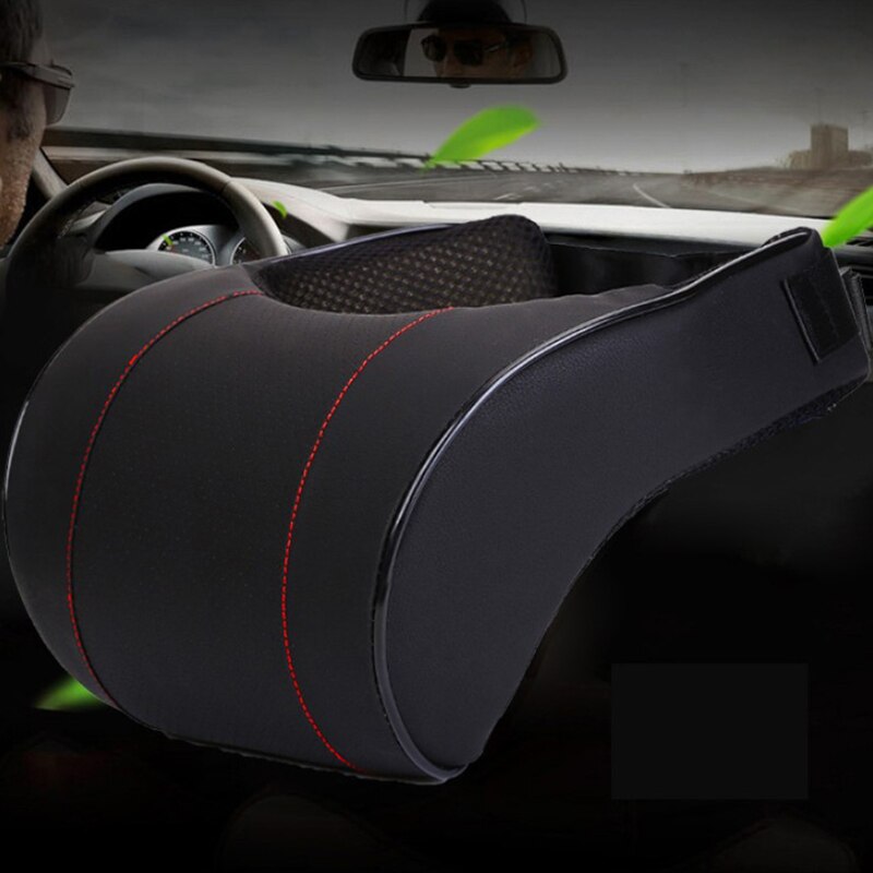 Auto Ventilatie Hoofdsteun, Geheugen Katoen Leer Automobiel Rest Hoofdsteun, Auto Veiligheid Seat Neksteun Kussen