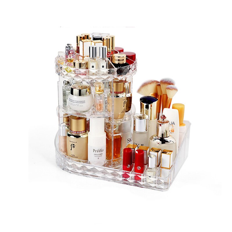 1PC 360 Degree Rotation Transparent Cosmetics Acrylic Storage Box Spin Multi-function Detachable Makeup Beauty Drawer Organizer