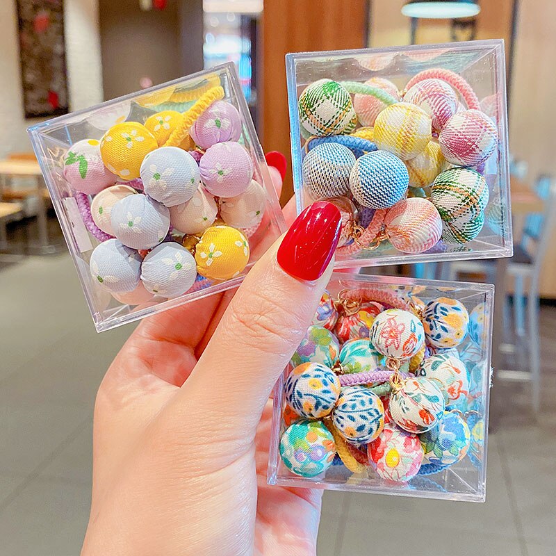 10/20/30PCS/Set Girl Cute Boll Flower Elastic Hair Bands Mini Hair Ring Ponytail Holder Scrunchies Kid Princess Hair Accessories: 09
