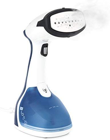 Plancha Vapor Vertical Muy Potente, 1640 W, 24 g/m, Suela de Acero Inozidable, Depósito de Agua Extraíble de 250 mL, Autonomía Ilimitda, Ideal para Viaje, Azúl. H.Koenig_STM10