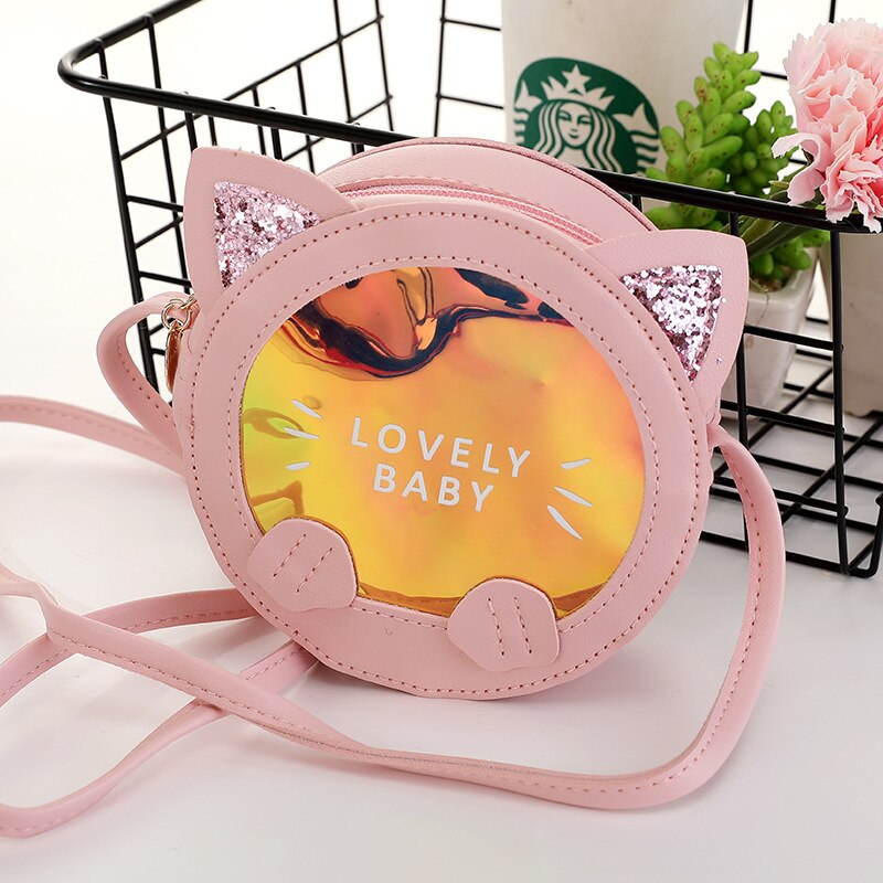 Korean Cute Kids Cat Crossbody Bag Cartoon Baby Girl Toddler Mini PU Messenger Bags Shoulder Bag