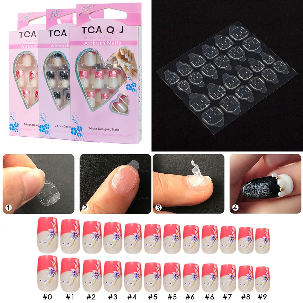 Met 1 Stuk Van Nail Plakband 24 Stks/doos Druk Op Nail Art Tips Volledige Cover 10 Maten Valse Nail art Bruiloft Nagels