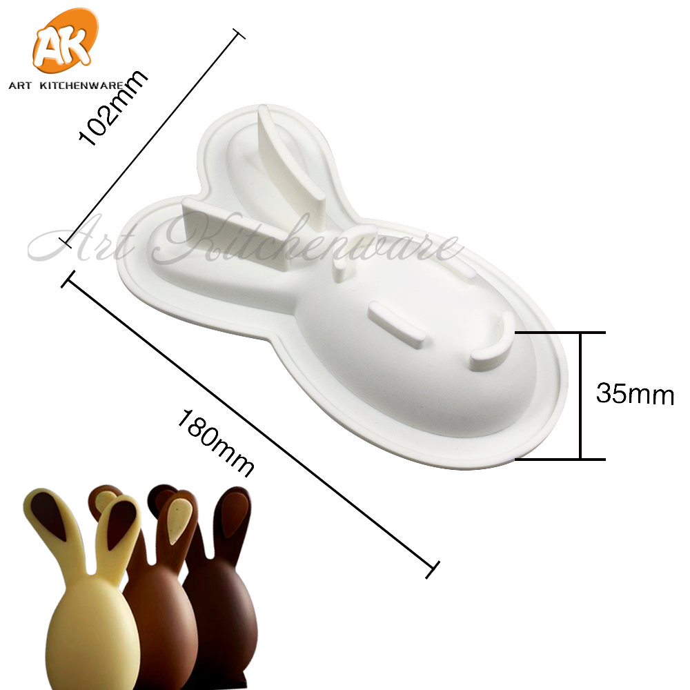 3d påskehare/kanin silikoneforme fondant kageform gør-det-selv chokolade bageværktøj forme kagedekoration tilbehør bageforme