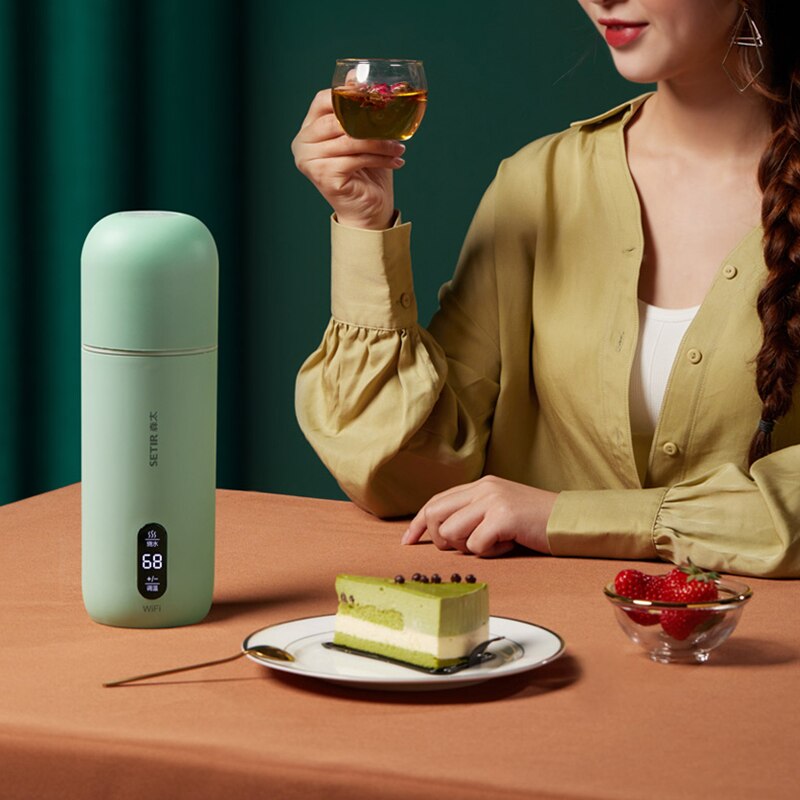 220V przenośne elektryczne czajnik podgrzewany kubek 350ML regulacja temperatury butelki wody inteligentny czajnik wodny kubek termiczny o niskiej mocy