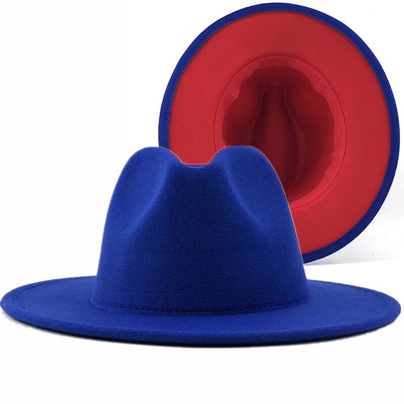 Sombreros de fondo rojo para hombre y mujer, gorra de Jazz, sombrero de vaquero, gorra de Color de doble cara, ,