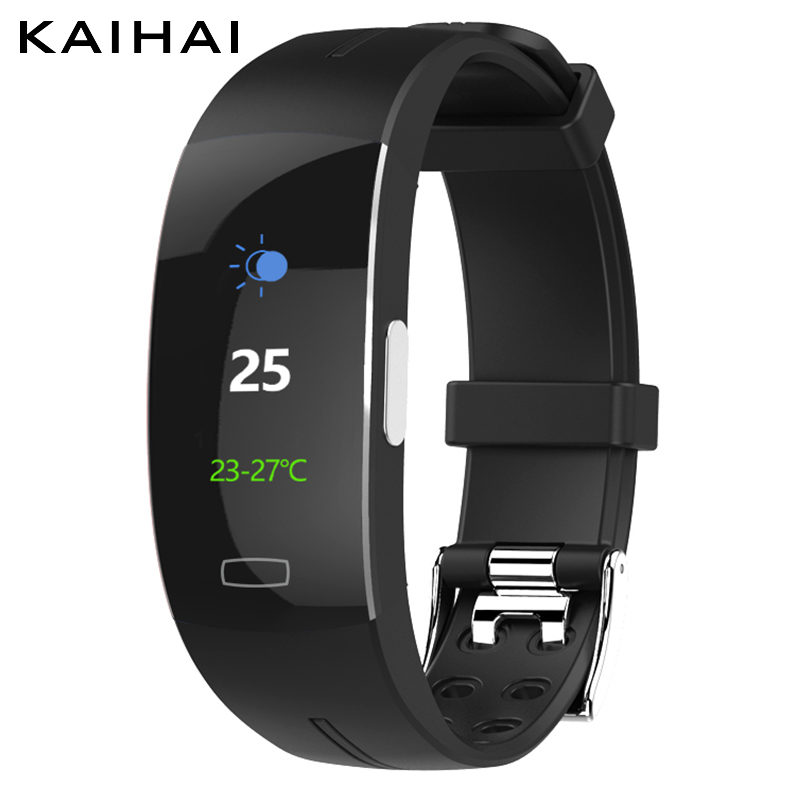 KAIHAI termometro PPG ECG HRV BPM breath tasso di misurazione della pressione arteriosa astuto della vigilanza del braccialetto della fascia di polso per il fitness Attività pista: Silver smartbracelet