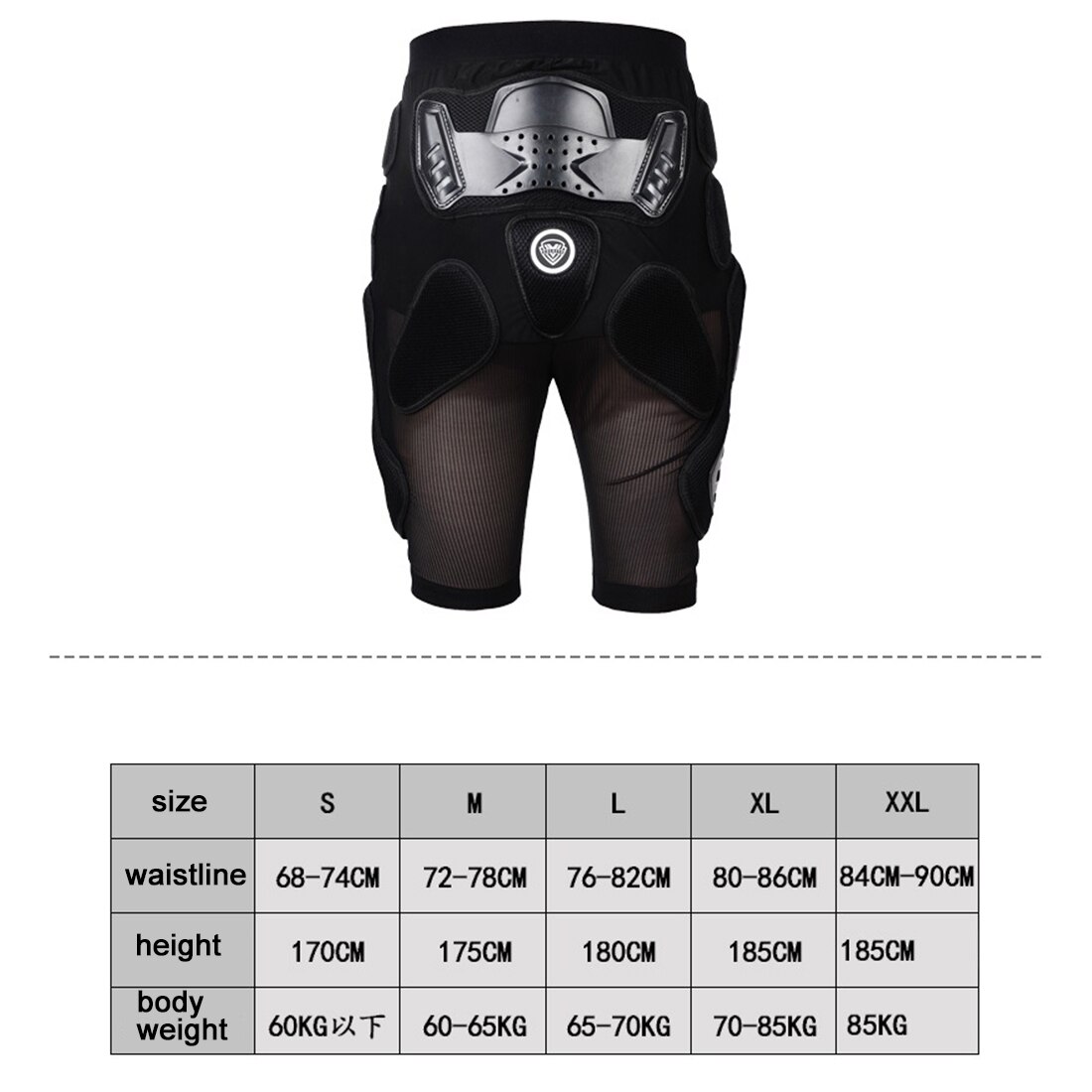 Radfahren Motorrad Rügestochen Hosen Getriebe Hüfte Pad Moto-Cross aus-Straße skaten Ski Rügestochen kurze Hose-Schwarz L XL XXL