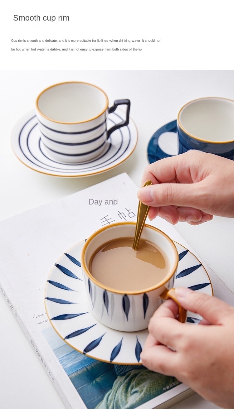 Ettermiddag kopper og underfat nordisk hjem blomsterkopper keramikk kaffe melkekopper underglasur farger kaffe porselen kopper kjøkkenutstyr