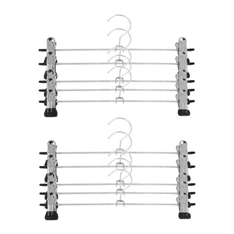 10Stck Metall Hosen KleiderbüGel, Nicht-Unterhose Clips Aufhänger Für Hosen Jeans Socken, röcke KleiderbüGel Mit 2-Einstellbare Clips