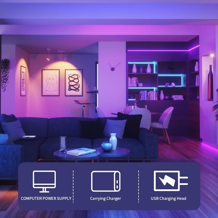 RGB Wireless LED Strip Lights | Intelligent Infrared Remote Control, Flexible Lighting Decoration for Living Room Atmosphere