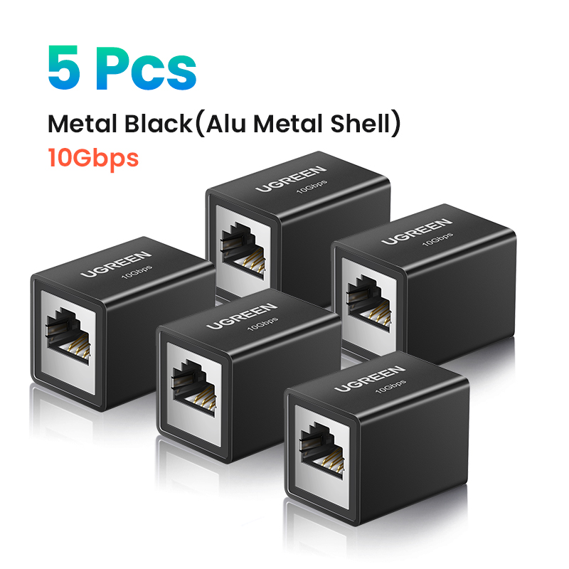 UGREEN-extensor de red RJ45, adaptador de Cable Ethernet de 10gbps para Cat8 Cat7 Cat6, Gigabit hembra a hembra: Gris oscuro