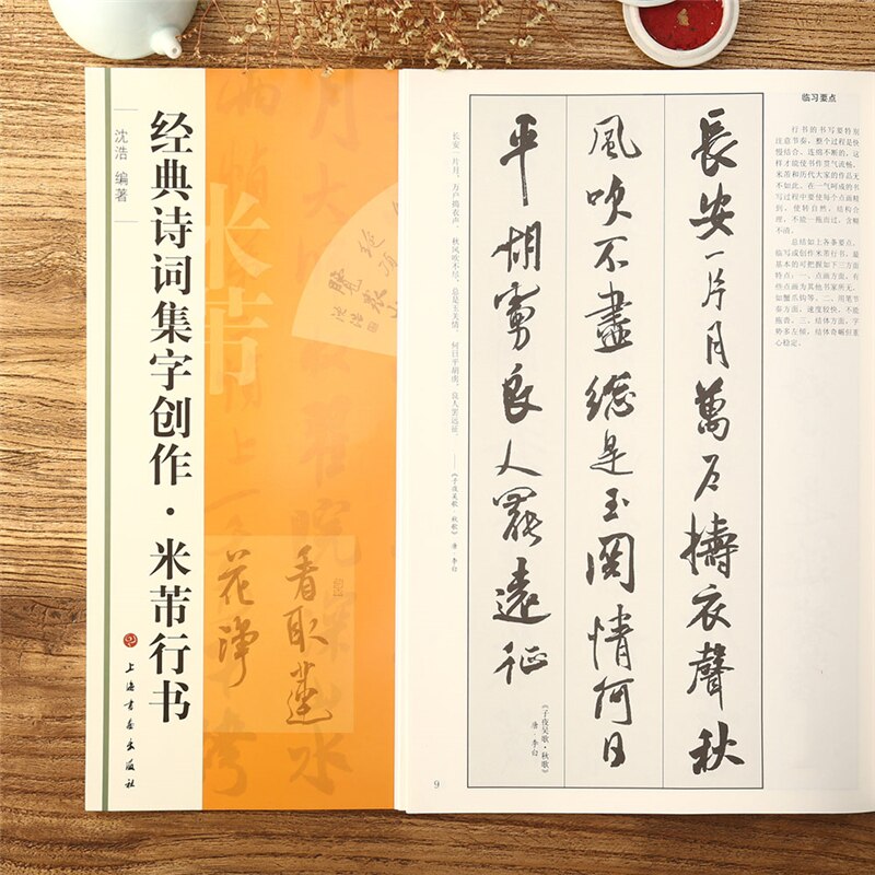 Mi Fu Brush Pen Calligraphy Copybook Running Script Brush Caligrafia Copying Technique Tutorial Chinese Classics Inscription