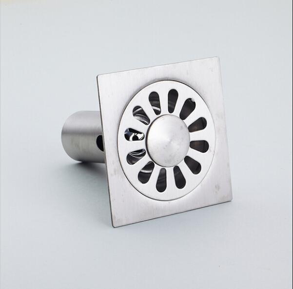 10x10 cm rvs afvoerputje badkamer keuken douche dubbele anti-geur afvoerputje Vierkante bad afvoer 9400