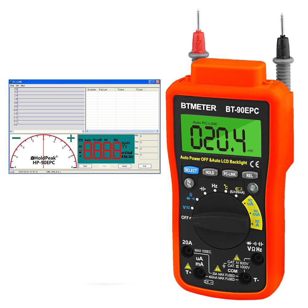 Digital Multimeter BT-90EPC Auto Range Avometer DMM 4000 Counts With USB PC-Link,AC&DC Voltage Current Auto Backlight/power off