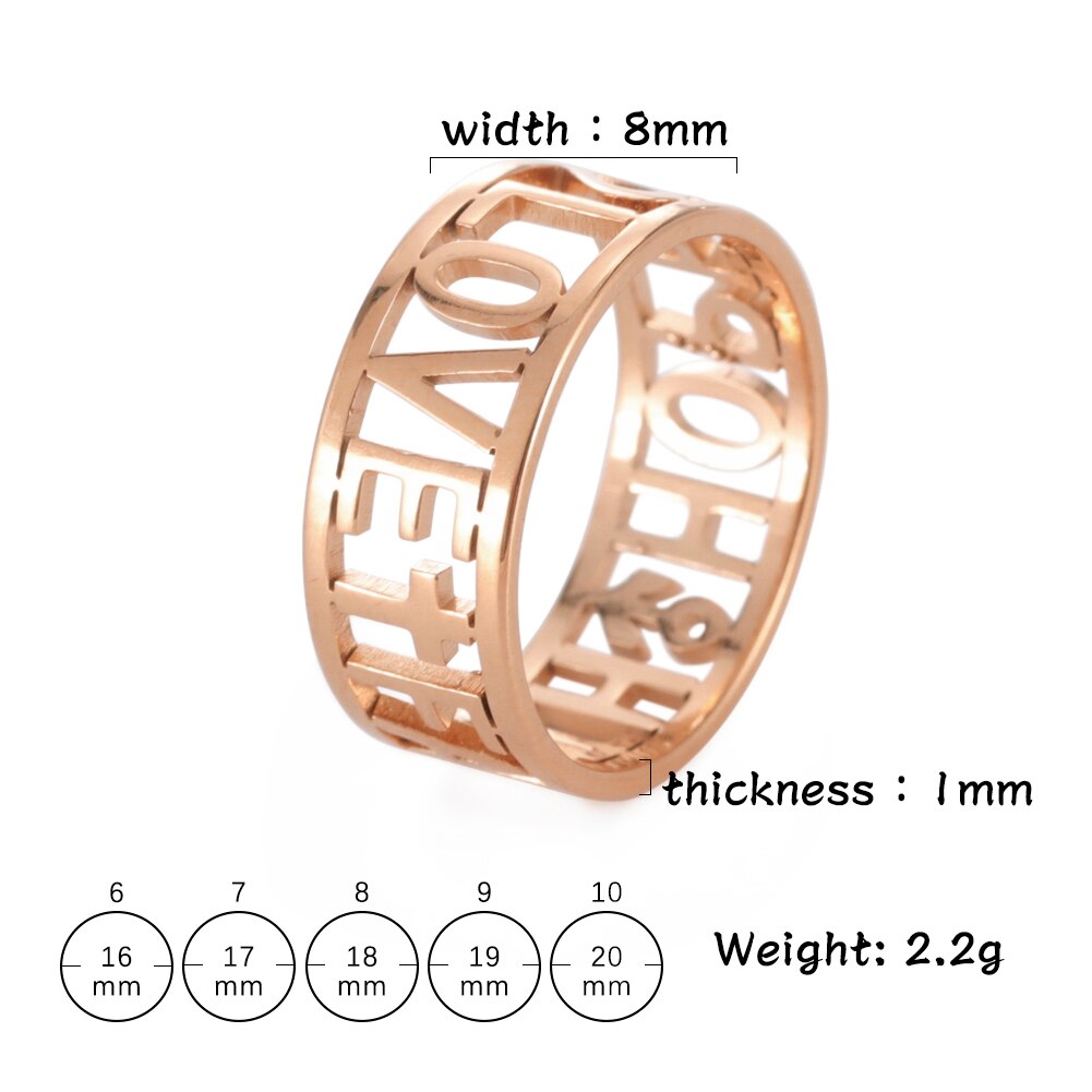 COOLTIME LOVE FAITH HOPE Couple Rings for Women Cross Heart Stainless Steel Wedding Engagement Ring Jewelry