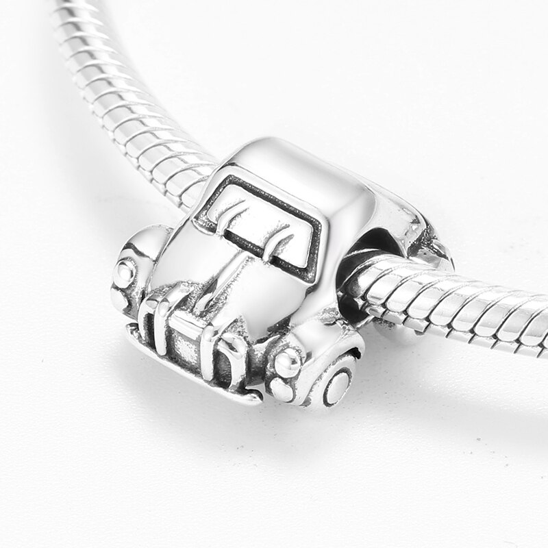 Retro car 925 Sterling Silver Charms Beads Fits Original europeu Bracelet Bangle Authentic DIY Jewelry