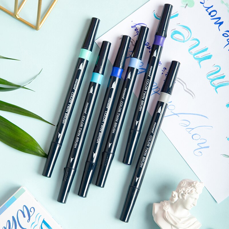 Monami Color Twin Brush Watercolor Brush Pen Double Head Art Markers Sketching Painting Brush Lettering 04038