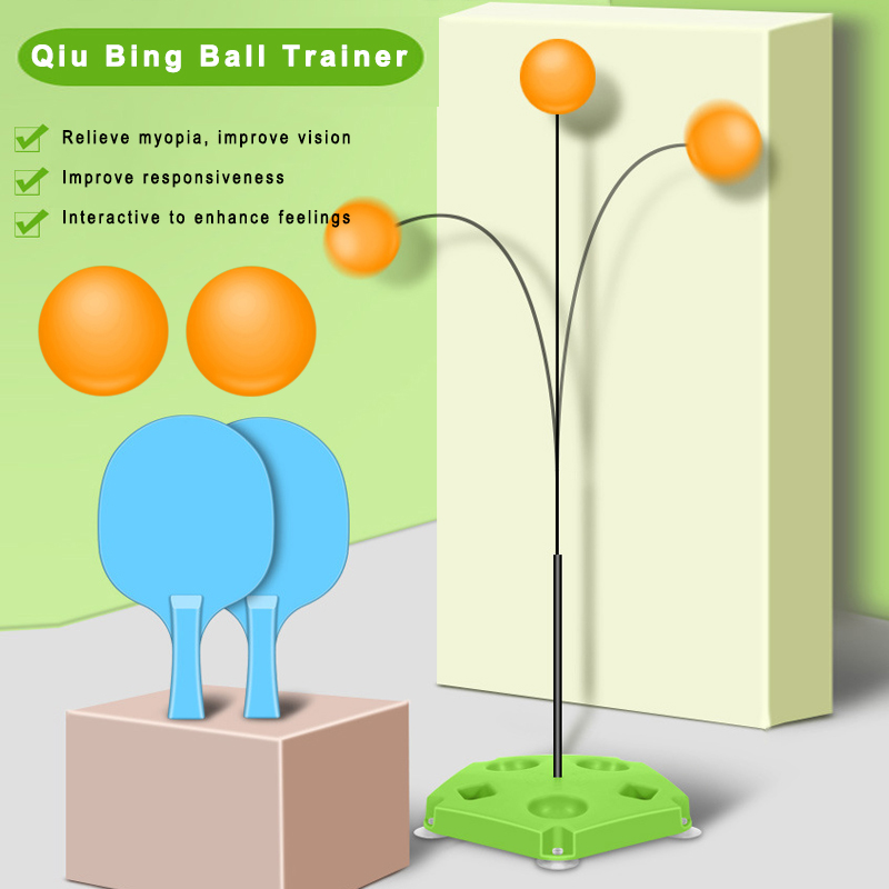 Bordtennis strikk mykt skaft bordtennistrener elastisk stang treningsball med fritidsdekompresjon 2 padle & 5 ball sett