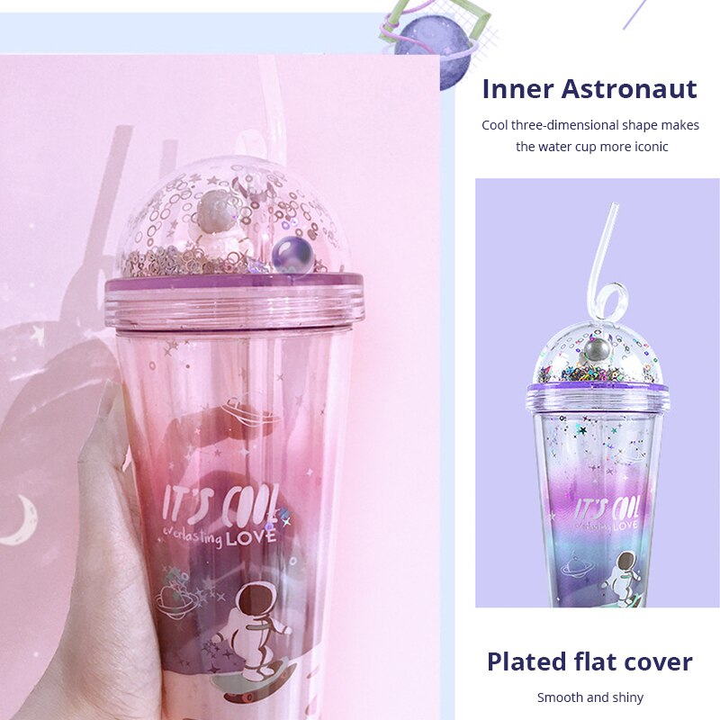 Double-walled tumbler cup Ice Cold Drink Coffee Juice Tea Cup Reusable Smoothie Plastic Iced Tumbler Travel Mug With Straw