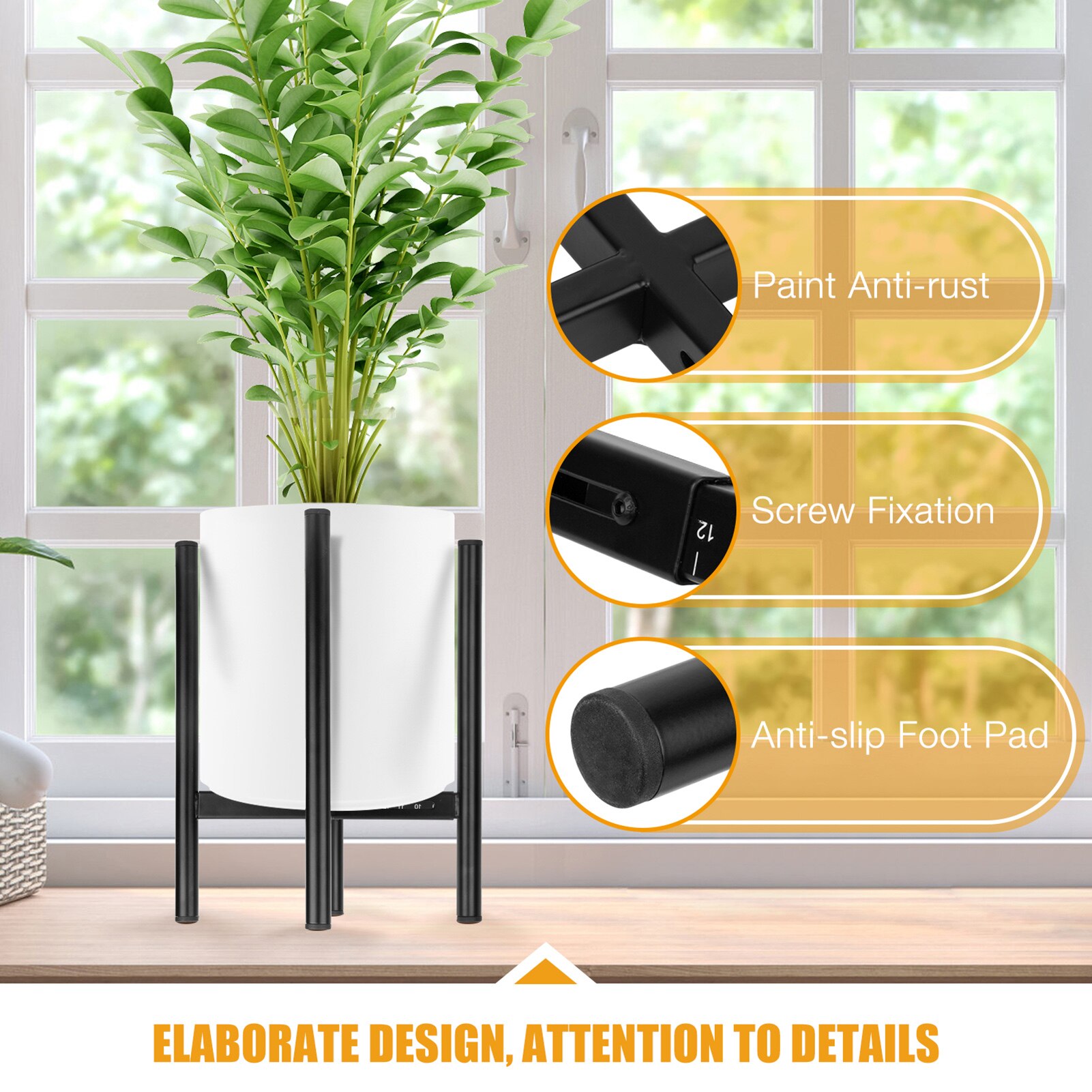 Modern Metal Plant Pot Stand Adjustable Flower Pot Stand Indoor Outdoor Flower Pot Holder Potted Bonsai Display Rack