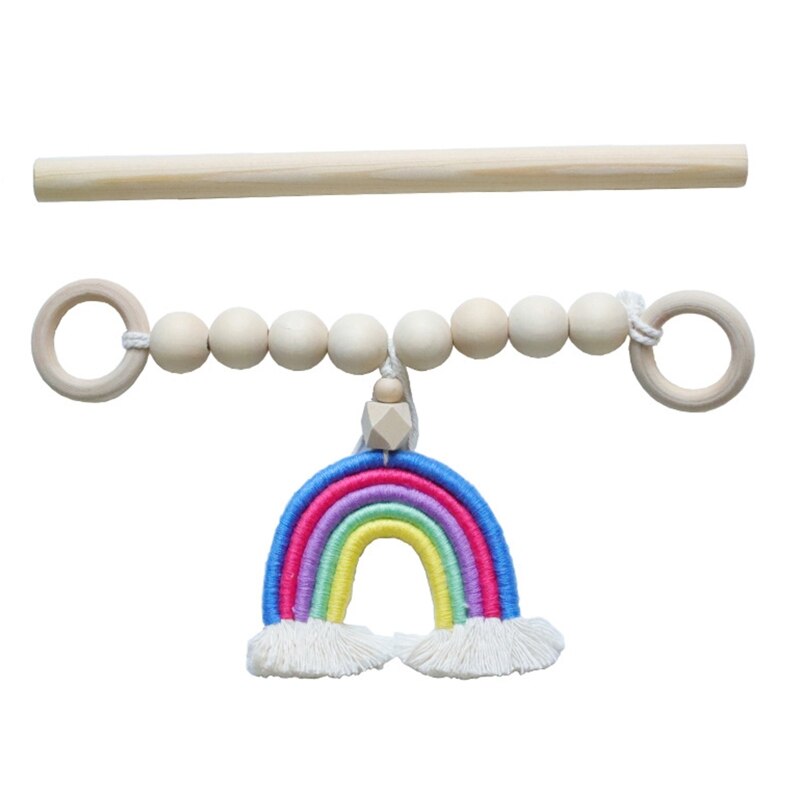 Regenbogen Quaste hölzern Perlen Vorhang Tieback Bohemien handgefertigt Vorhang Seil binden Bauernhaus Perlen Vorhang Halter Boho 101A