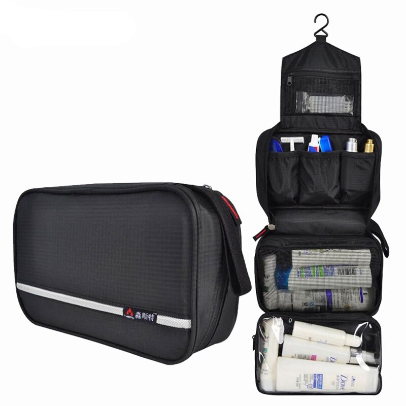 Klsyanyo Multi-funktionale Wasserdichte Kompakt Hängen Kosmetische Reisetasche Toiletry Neceser Waschen Tasche Make-Up Necessaire Organizer: Black