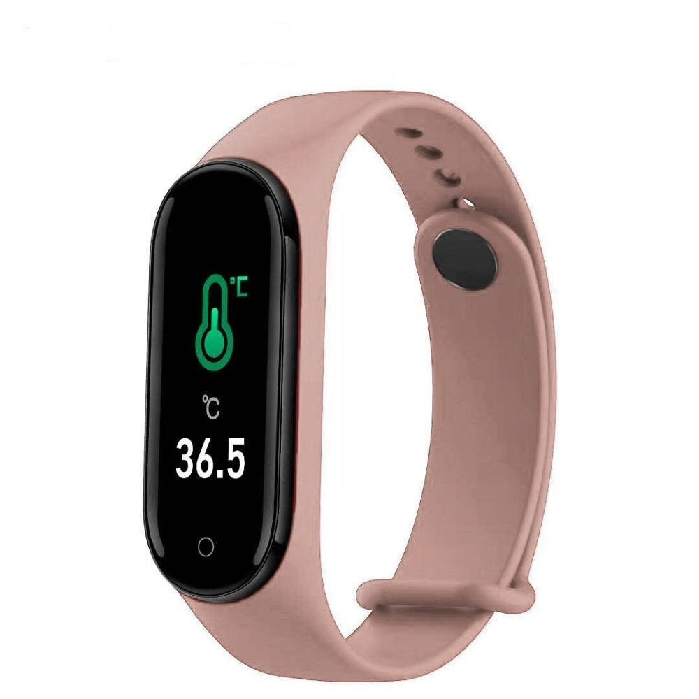 M4 Pro Smart Band Thermometer Waterdicht Hartslag Bloeddruk Fitness Armband Sport Smart Band Polsband Smart Horloge: Roze