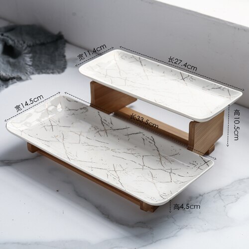 Ceramic Plate White with Stand Afternoon Tea Snack Cake Plate Restaurant Hotel Service Tray Kitchen Storage Supplies Plate Set: A