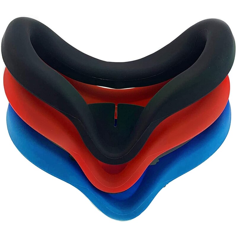 3Pcs Vr Siliconen Cover Eye Pad Voor Oculus Quest 2-Zweet-Proof, Lichtdicht, non-Slip, Wasbaar Zwart/Blauw/Rood