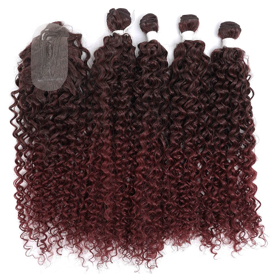 Hair Bundles With Closure Sythetic Water Wave Hair Extensions 5Pcs/Pack 24'' 26'' with 20'' Topper: MT4-BUG