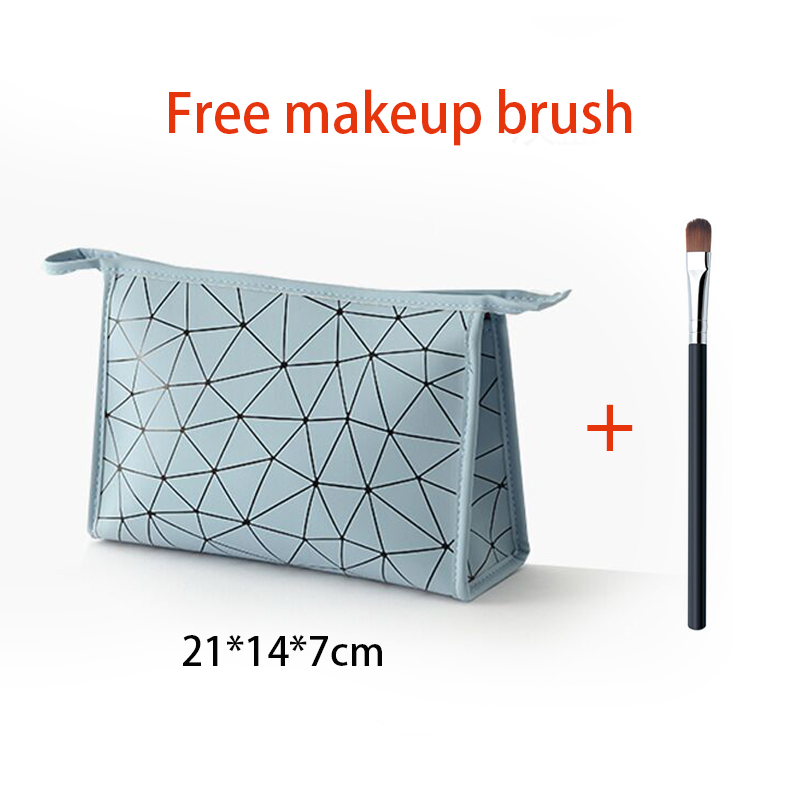 Nowe kobiety kosmetyczka podróżna wielofunkcyjne geometryczne torebki na makijaż wodoodporny przenośny Organizer do przyborów toaletowych makijaż: Blue-Medium