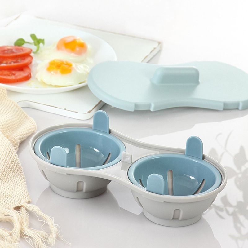 Bleu cuit à la vapeur boîte à oeufs micro-ondes oeuf Tra cuisine oeuf fabricant vapeur cuisine Gadget
