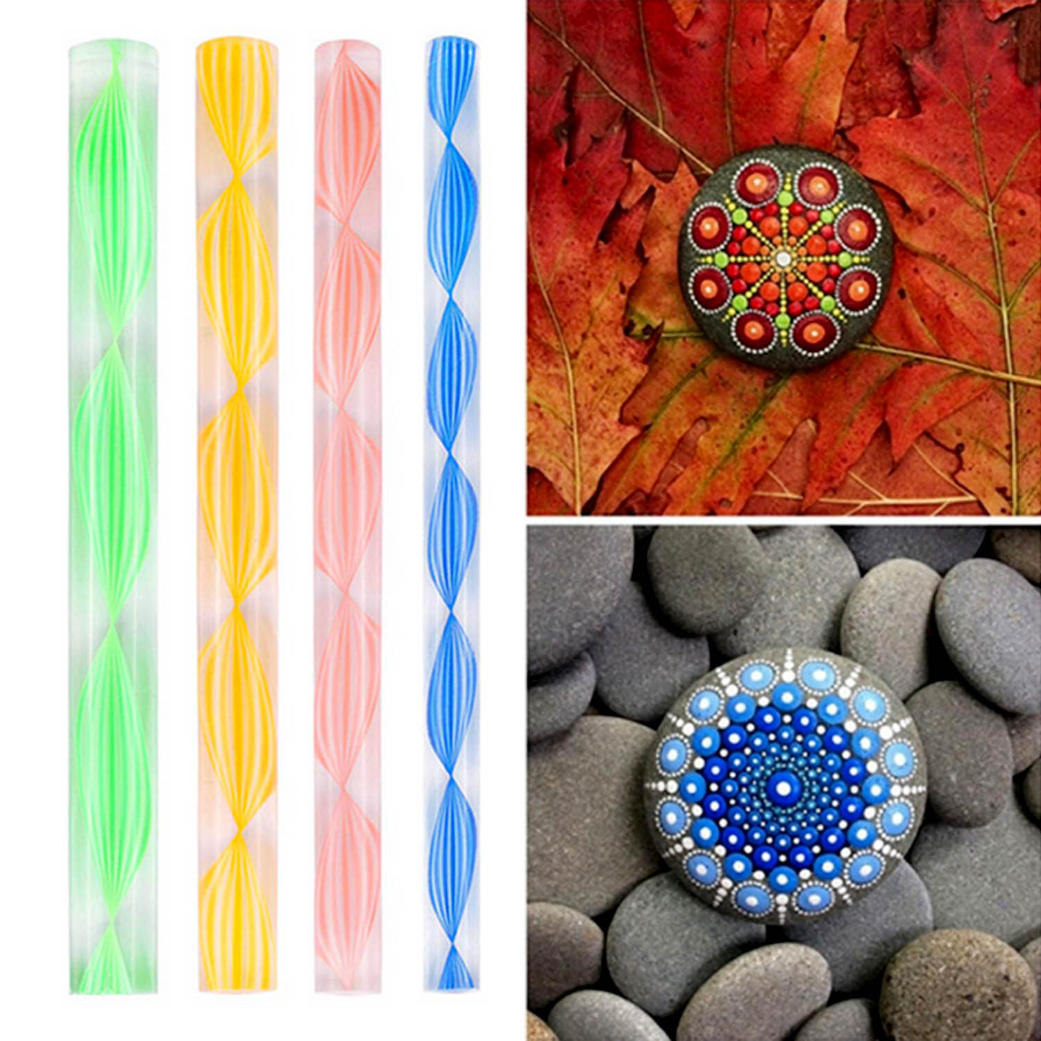 8 stk akrylstænger mandala prikker sæt til træ lærred sten stof vægkunst keramik ler papir blomster prægning håndværk