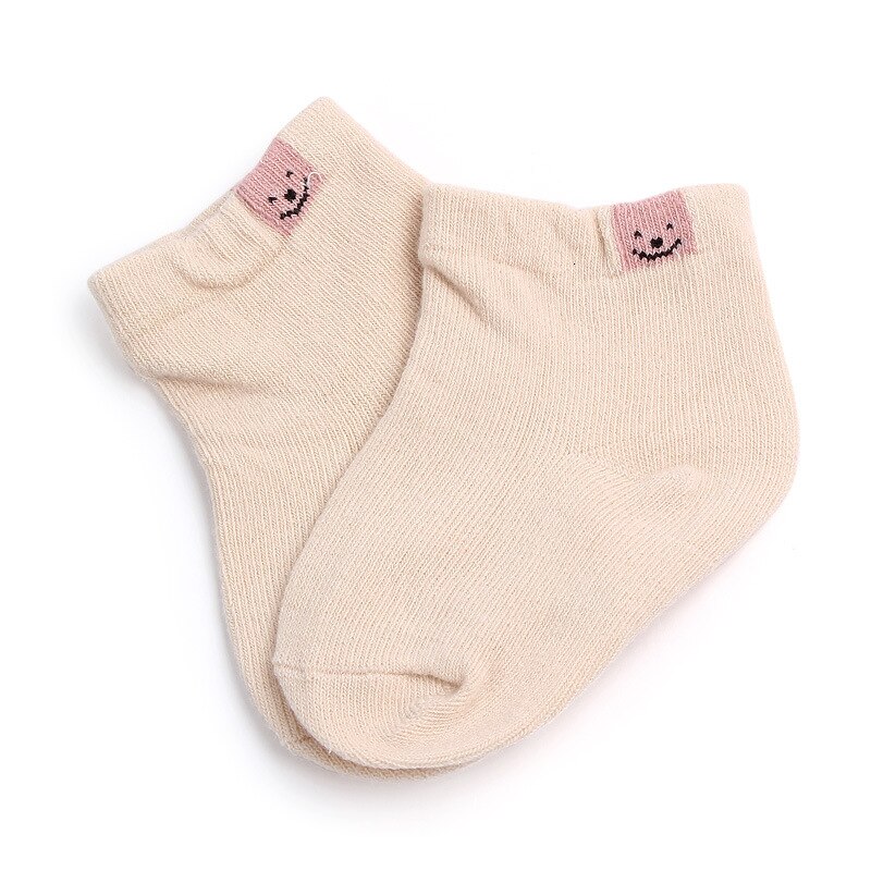 Newborn Socks Boys Girls Cartoon Baby Socks Infant Candy Color Cotton Socks For Baby: Beige