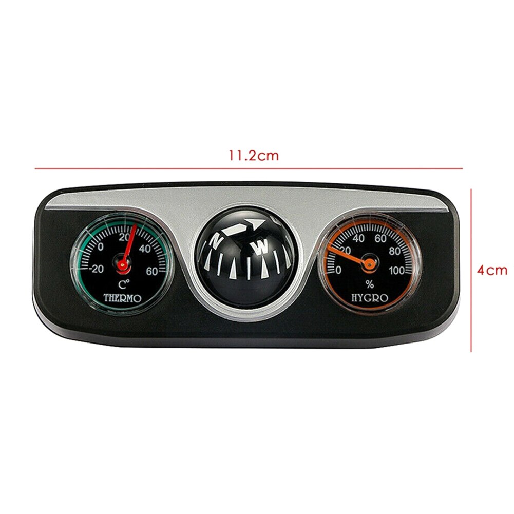 Accurate 3 in 1 Car Vehicle Dashboard Thermometer Hygrometer Compass Navigation Ball Mini Size Self-adhesive