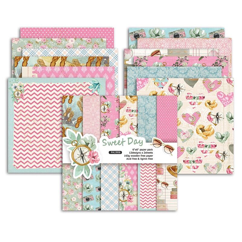 24 ark sweet day scrapbooking-block papper origami konst bakgrundspapper kort göra diy scrapbook papper hantverk  c1031