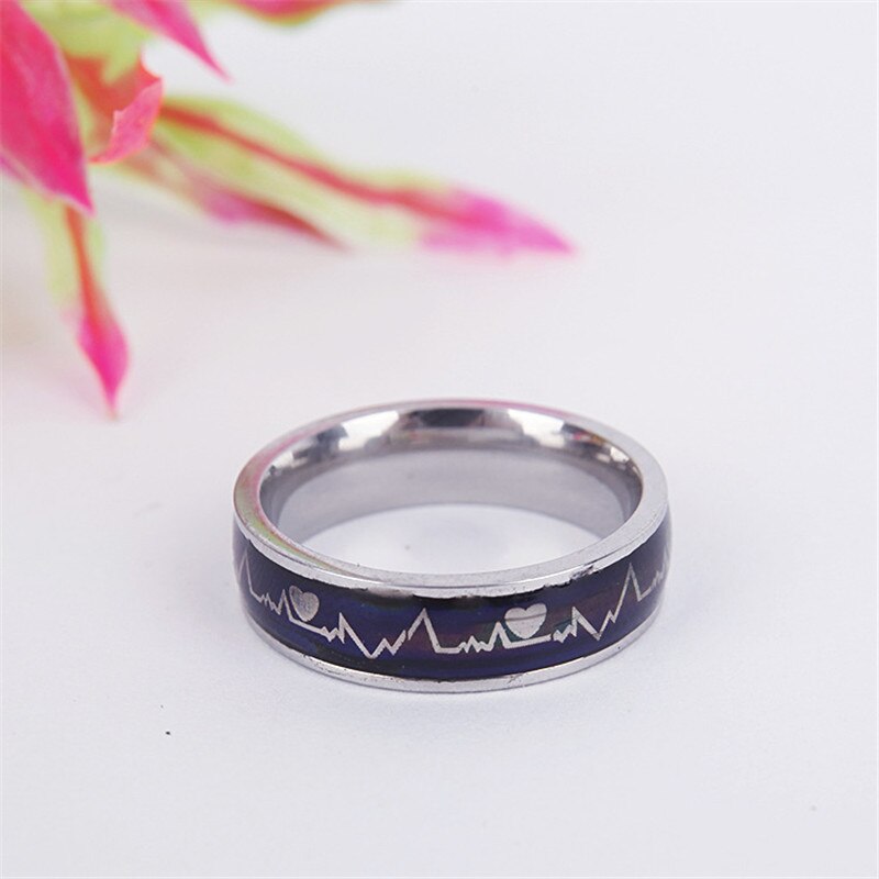 Modyle Stainless Ring Changing Color Mood Rings Feeling / Emotion Temperature Ring Wide 6mm Smart Jewelry