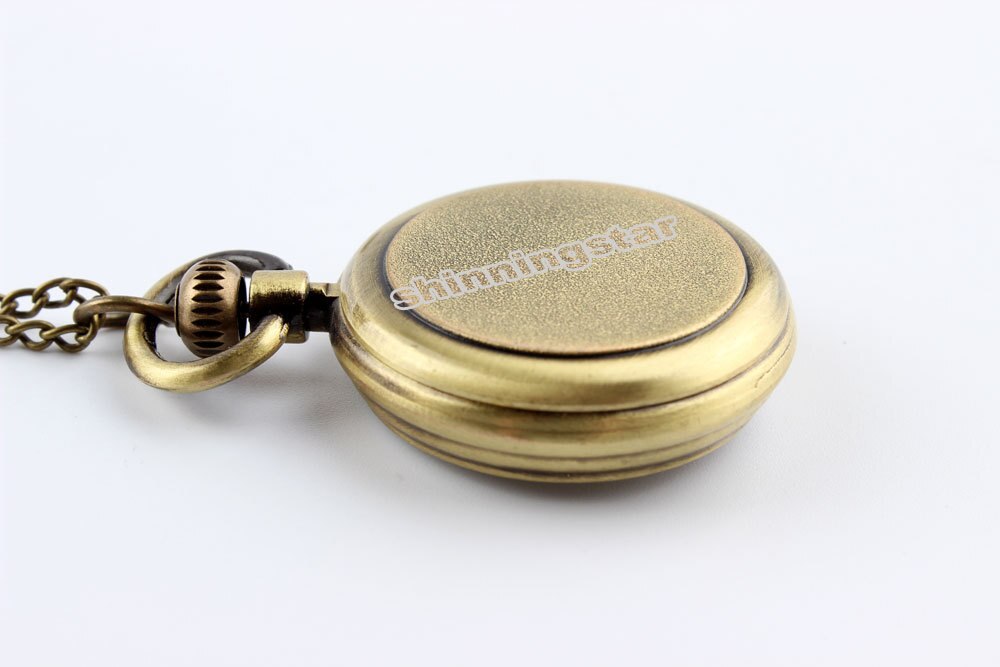 Simple Pocket Watch Quartz Roman Numerals Bronze Tone Steampunk 82cm Transparent Clock