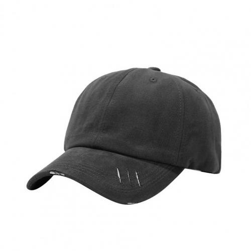 Ripped Baseball Cap Unisex Eenvoudige Verstelbare Outdoor Zonnebrandcrème Eend Hip Hop Hoed: Black