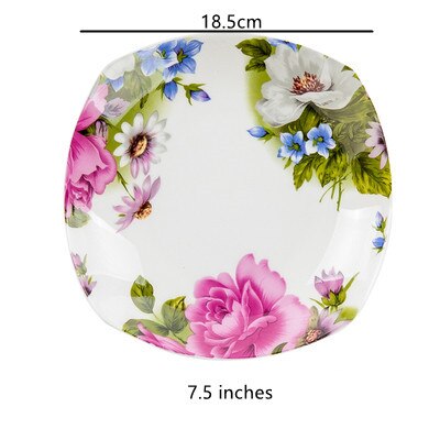 Porcelain &amp; Ceramic Dinner Plate Round 8 Inches Wedding Kitchen Tableware Steak &amp; Cake Dessert Dishes Rose Dish: Style 5