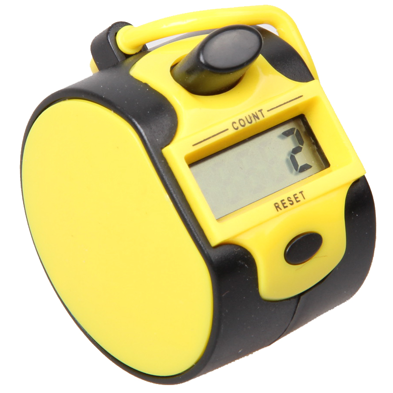 Digitaler Hand zähler 5-stellige Nummer manuelle Presse Clicker LED Hintergrund beleuchtung Rekorder mit Fingerring für Stückwerk: Gelb