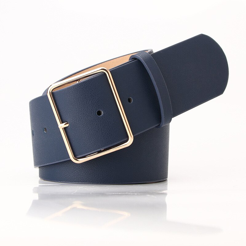 5cm Wide Black Red Leather Female Ladies Belts Hight Waist Waistband Corset Belts For Women Dress Coat: Navy blue