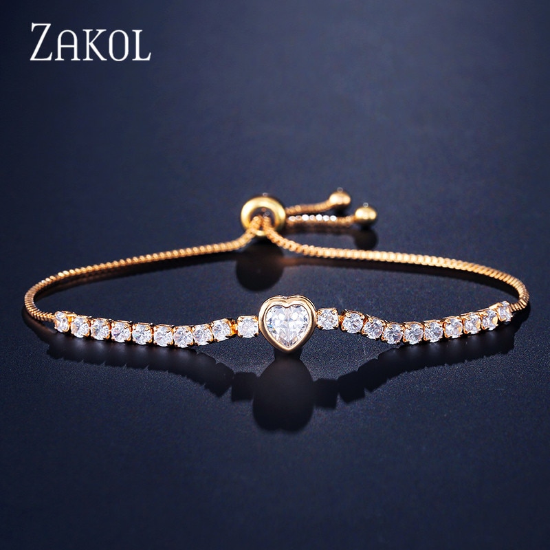 ZAKOL Round Tennis Bracelet For Women Shinny Cubic Zirconia Charm Bracelets & Bangles Femme Wedding Jewelry FSBP2140
