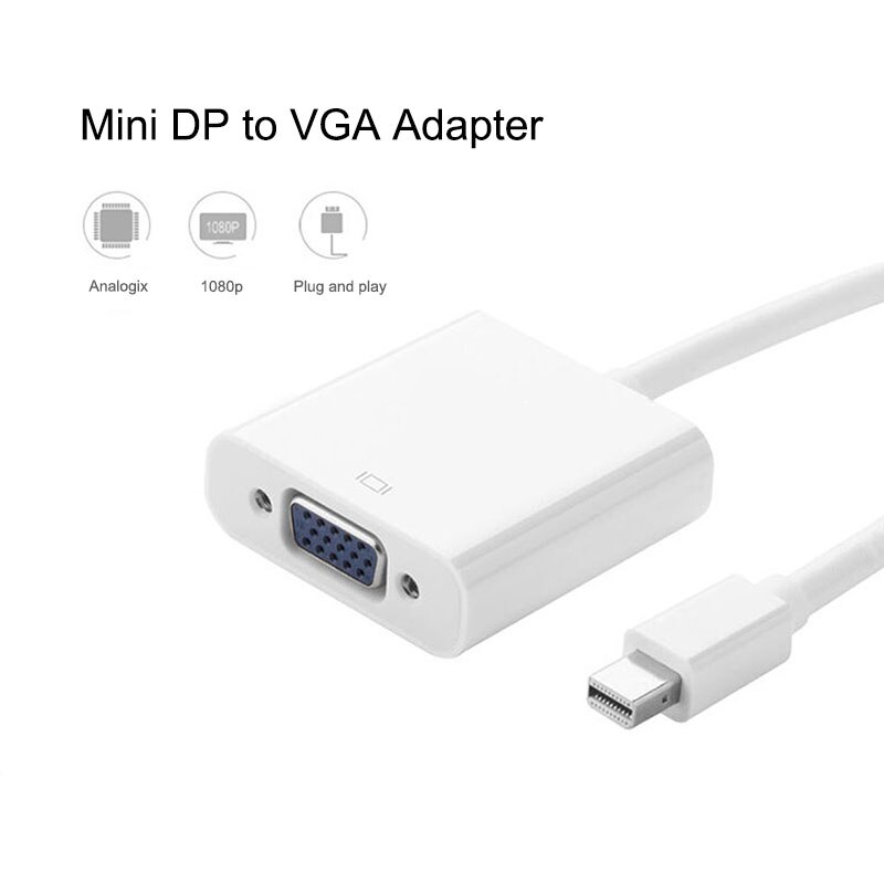Vit mini dp till vga adapter mini displayport till hdmi omvandlare för pc macbook hdtv projektor dp grafikkort