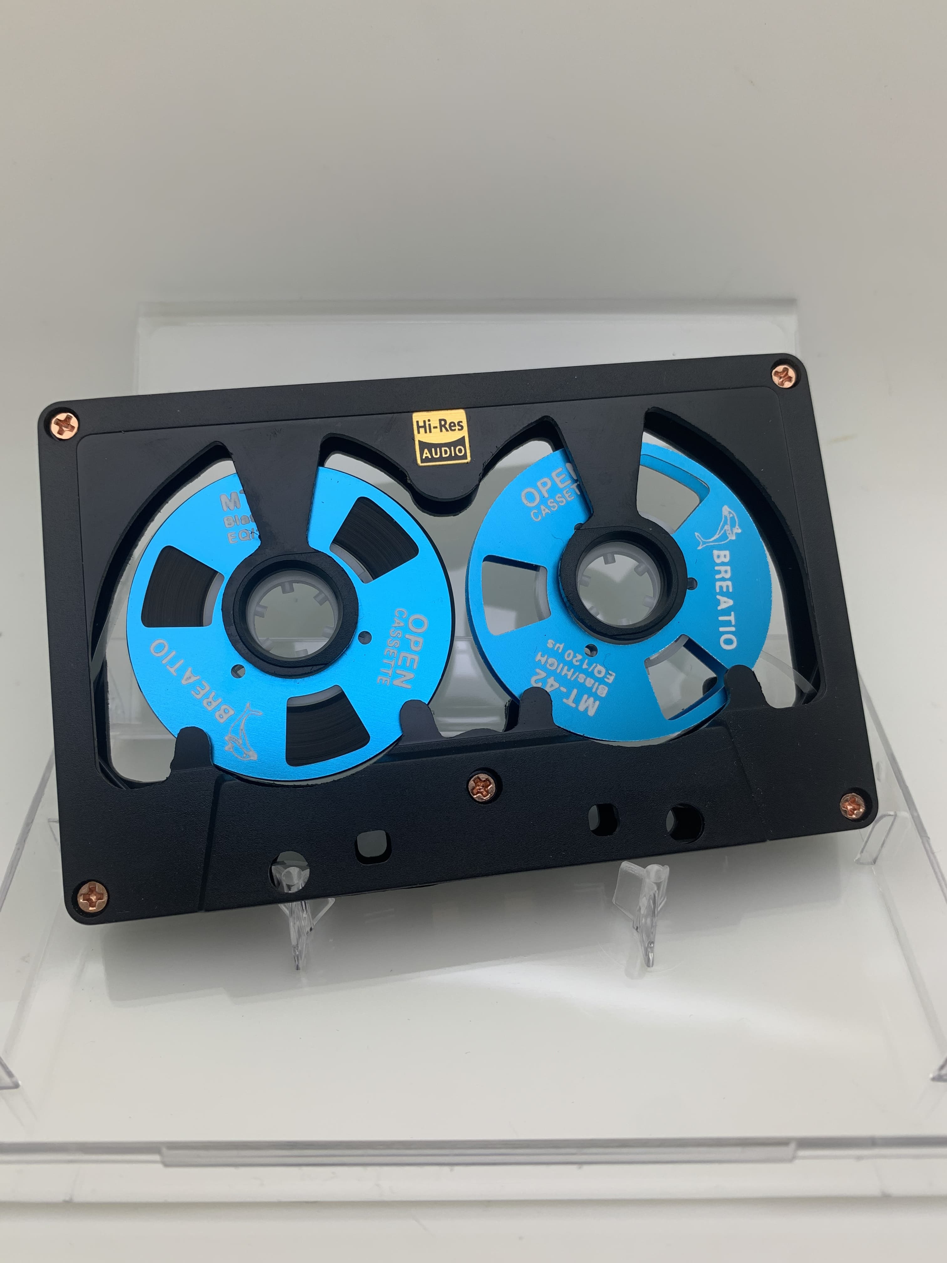 Audio Cassette Reel to Reel Cassette 50 Minute Blank Tape Double Sided Metal Reel Open Case Self-made: Azul cielo