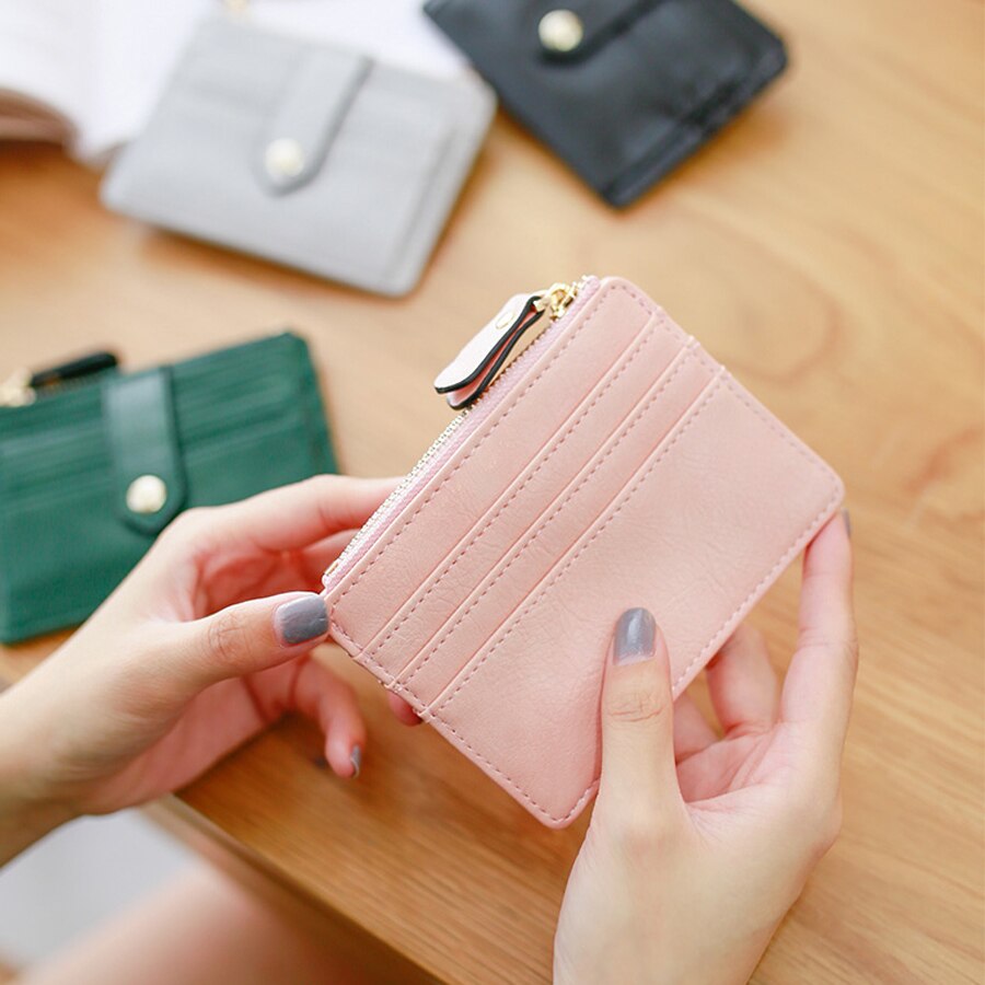TANGYUE porte-carte d'identité de crédit pour femmes portefeuille en cuir pour cartes de crédit étui de poche titulaire de carte de banque mince voyage avec fermeture à glissière