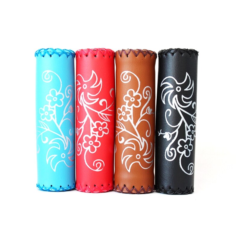1 Paar Fiets Handvatten Gestikt Leer Mtb Bmx Road Mountain Fietsen Fiets Stuur End Grips