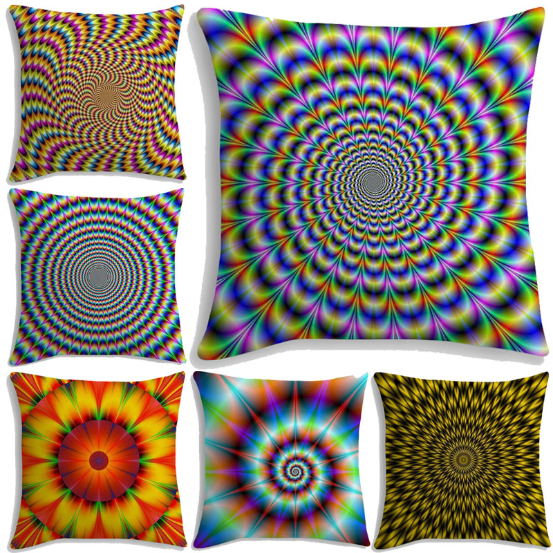 Hypnotische Kussensloop 3D Print Kussensloop Gooi Pillowcovers Kussenhoes Polyester Kussen Case Voor Home Decor Sofa Slaapkamer 45Cm