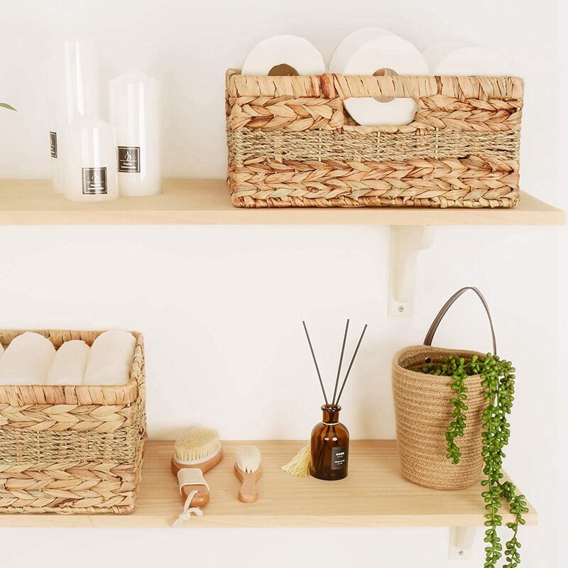 De yute cesta colgante conjunto de 2 yute colgante canasto yute cesta de mimbre para las plantas y partes colgando de la pared de la decoración