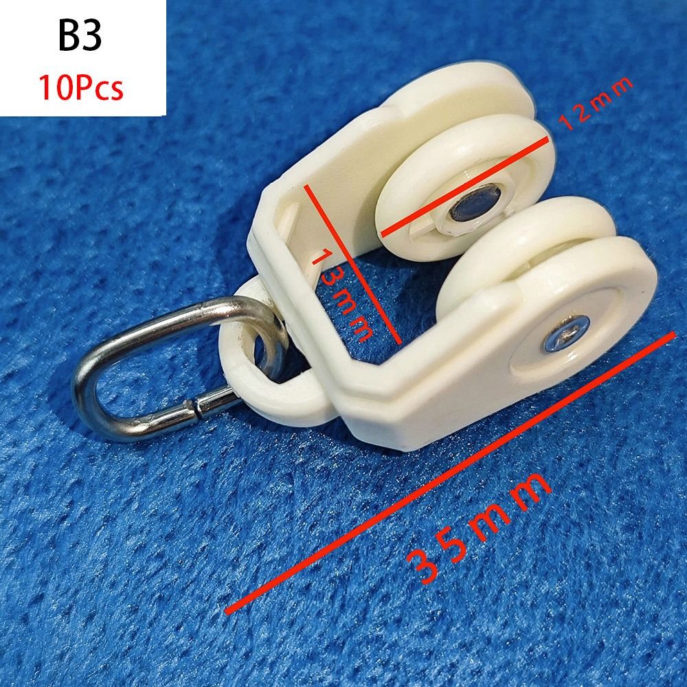 10Pcs Straight Curved Track Rollers Curtain Wheels Rail Curtains Hook Ring Slider Furniture Hardware Curtain Rod Pulley: PURPLE